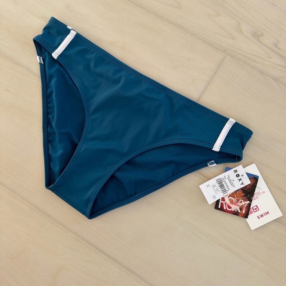 ROXY Life Pupukea Shorebreak Moroccan Blue Hipster Bikini Swim Bottom NWT Size M